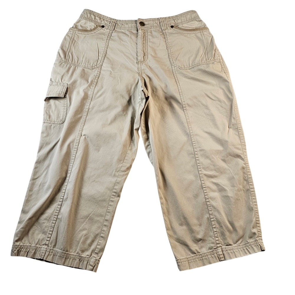 Croft & Barrow Cargo Capri Pants Women's Size 10 Beige Stretch‎ Cotton